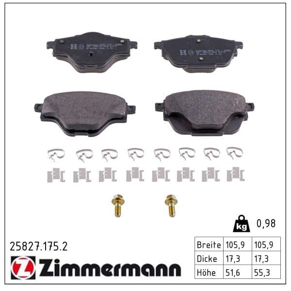 set placute frana,frana disc ZIMMERMANN 25827.175.2