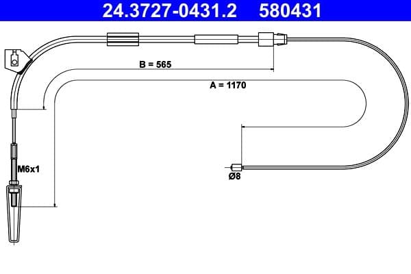 Cablu, frana de parcare ATE 24.3727-0431.2