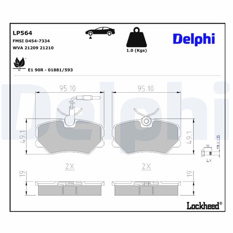 set placute frana,frana disc DELPHI LP564