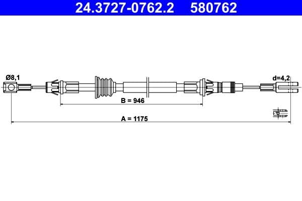 Cablu, frana de parcare ATE 24.3727-0762.2