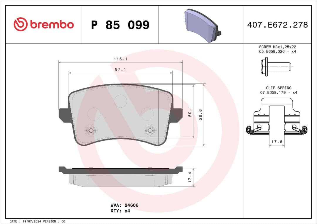 set placute frana,frana disc BREMBO PRIME LINE P 85 099