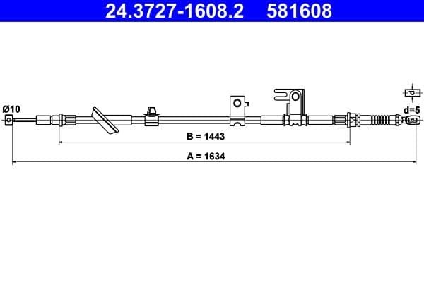 Cablu, frana de parcare ATE 24.3727-1608.2