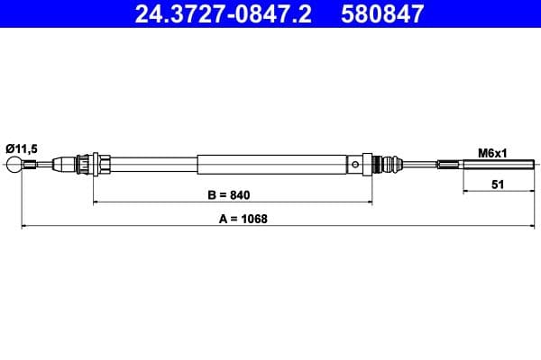 Cablu, frana de parcare ATE 24.3727-0847.2