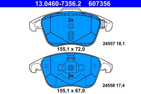 set placute frana,frana disc ATE 13.0460-7356.2