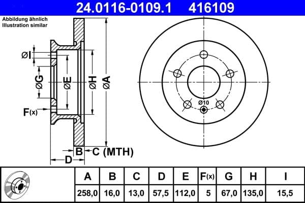 Disc frana ATE 24.0116-0109.1