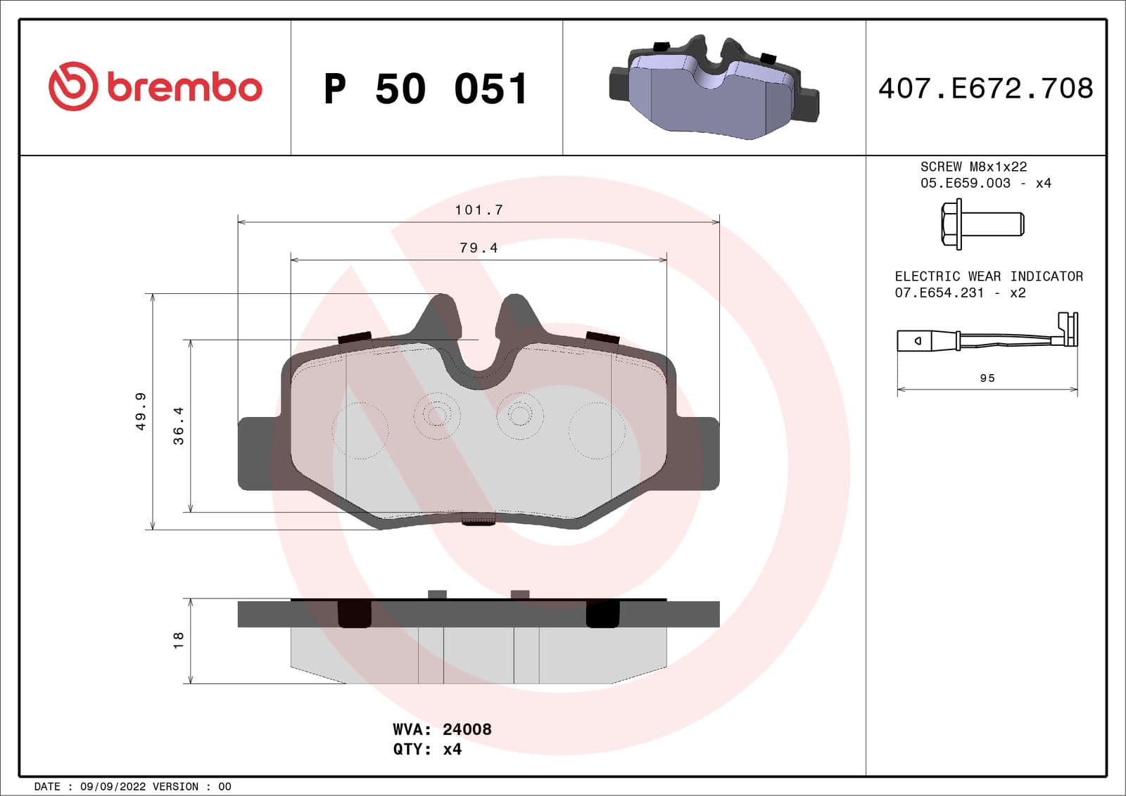 set placute frana,frana disc BREMBO PRIME LINE P 50 051