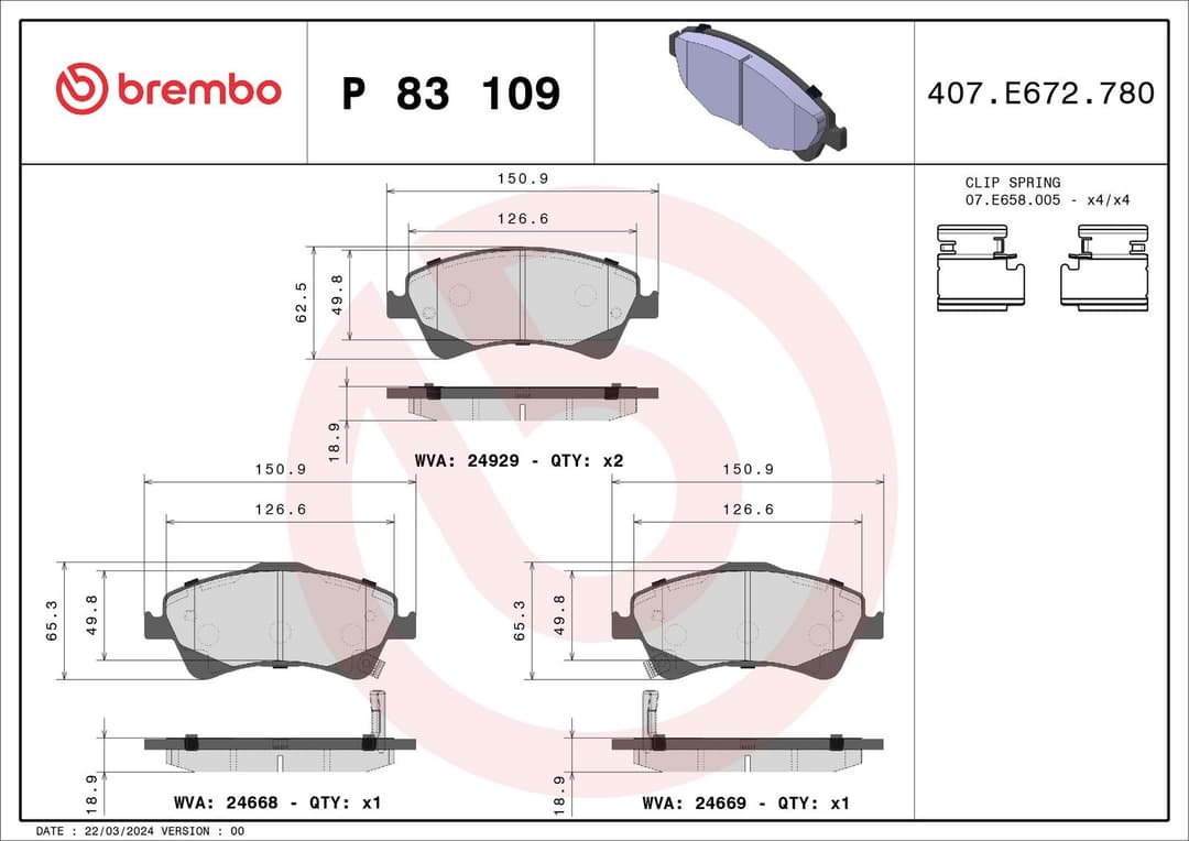 set placute frana,frana disc BREMBO PRIME LINE P 83 109