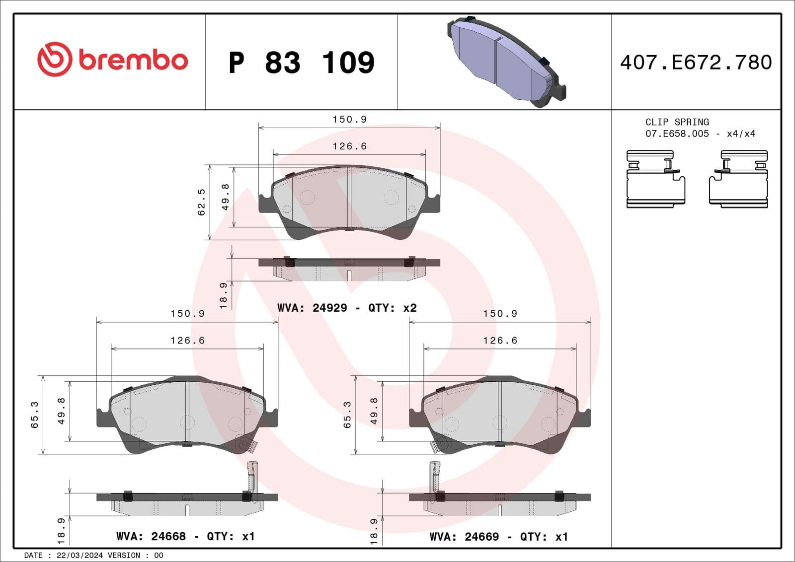 set placute frana,frana disc BREMBO PRIME LINE P 83 109