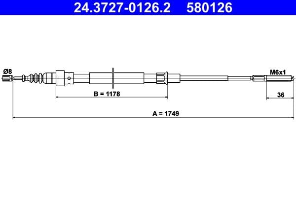 Cablu, frana de parcare ATE 24.3727-0126.2