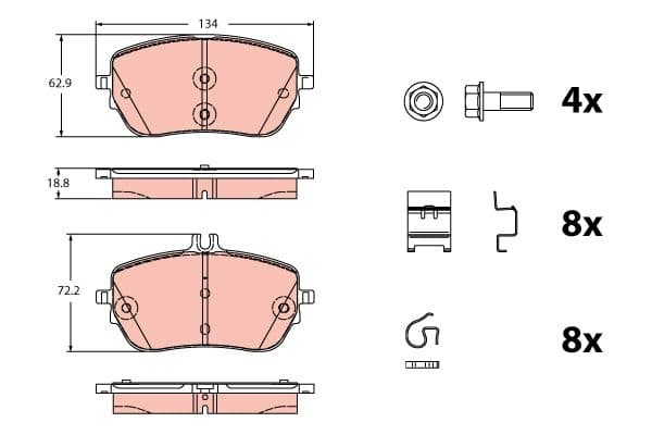 set placute frana,frana disc TRW GDB2330