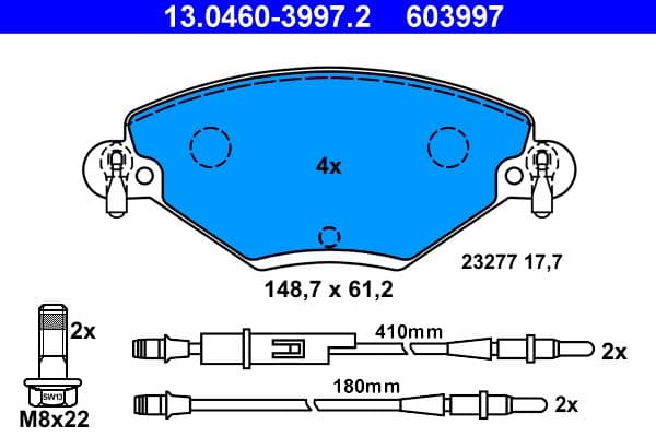 set placute frana,frana disc ATE 13.0460-3997.2