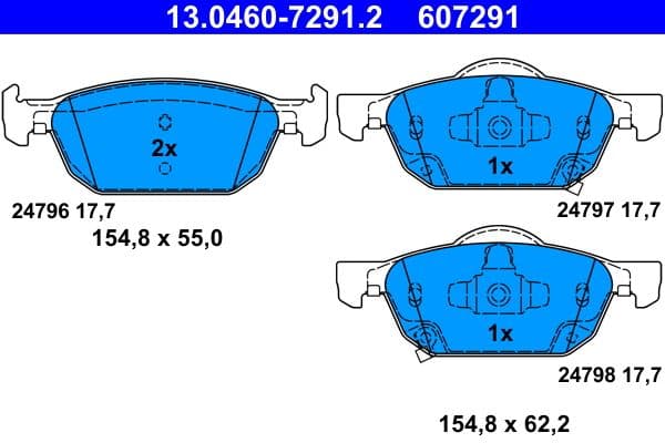 set placute frana,frana disc ATE 13.0460-7291.2