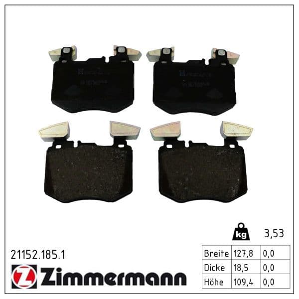 set placute frana,frana disc ZIMMERMANN 21152.185.1