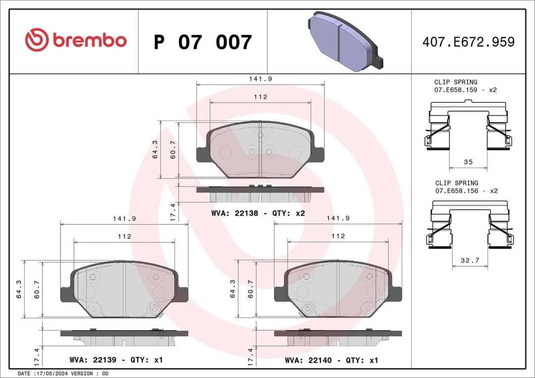 set placute frana,frana disc BREMBO PRIME LINE P 07 007