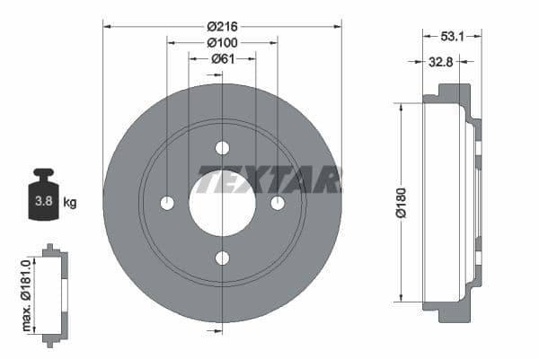Tambur frana TEXTAR 94024500