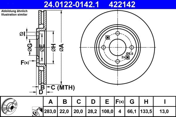 Disc frana ATE 24.0122-0142.1