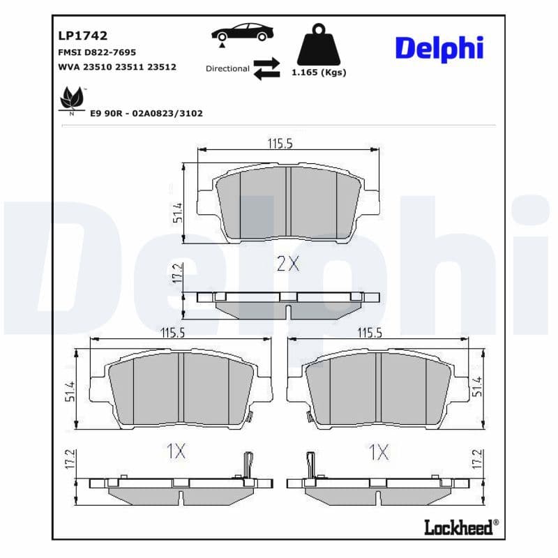 set placute frana,frana disc DELPHI LP1742