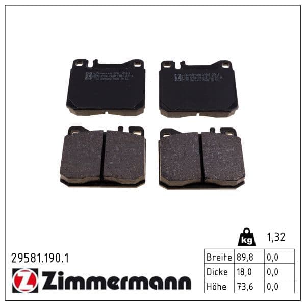 set placute frana,frana disc ZIMMERMANN 29581.190.1