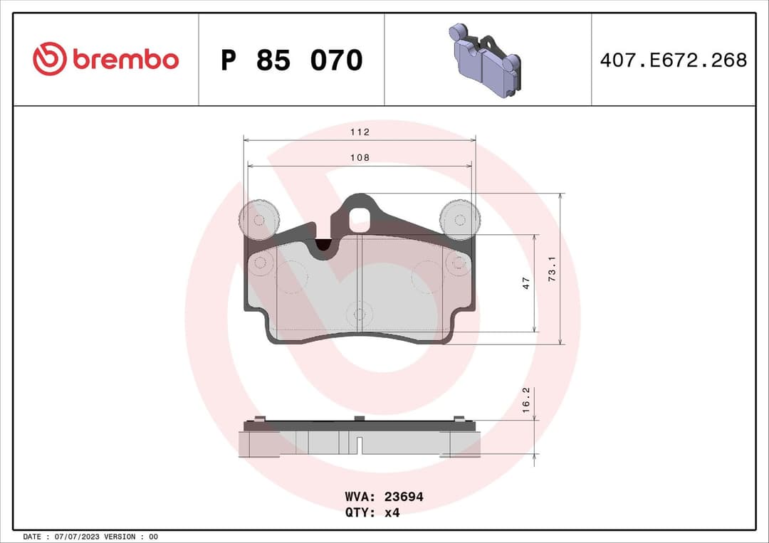 set placute frana,frana disc BREMBO PRIME LINE P 85 070
