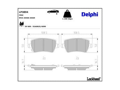 set placute frana,frana disc DELPHI LP3894