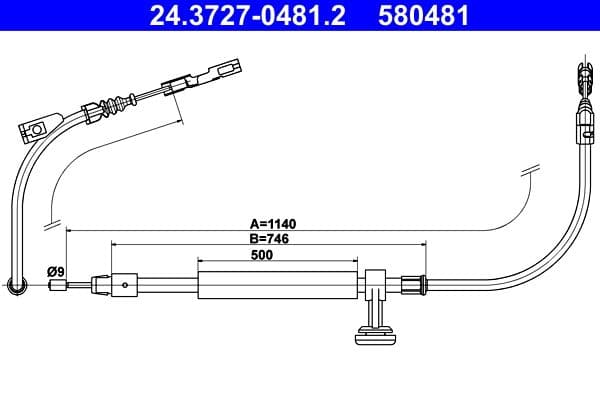 Cablu, frana de parcare ATE 24.3727-0481.2