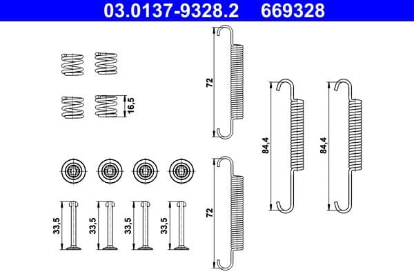 set accesorii, saboti frana parcare ATE 03.0137-9328.2