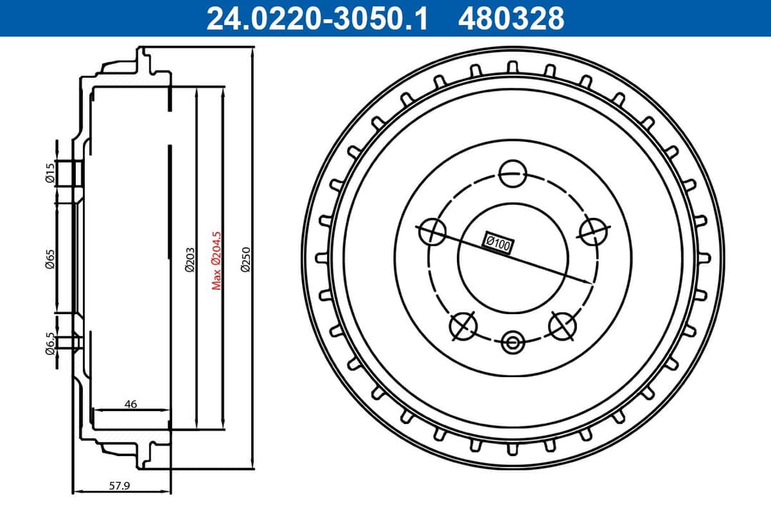 Tambur frana ATE 24.0220-3050.1