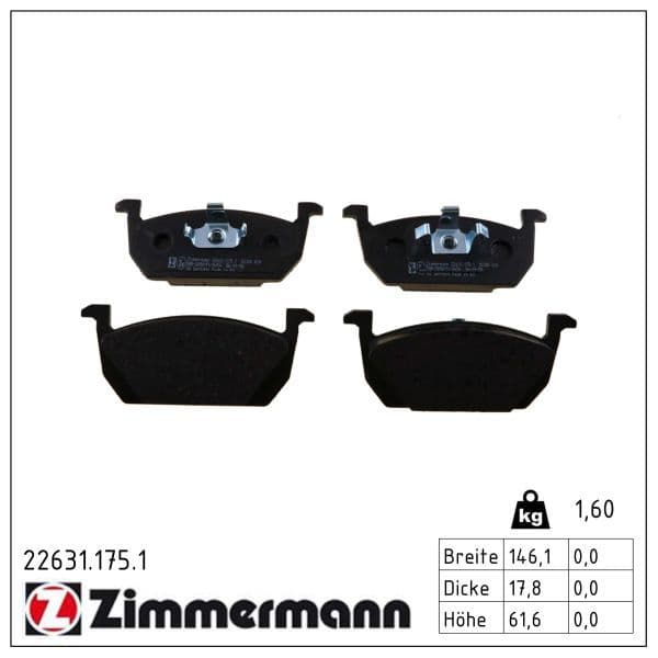 set placute frana,frana disc ZIMMERMANN 22631.175.1