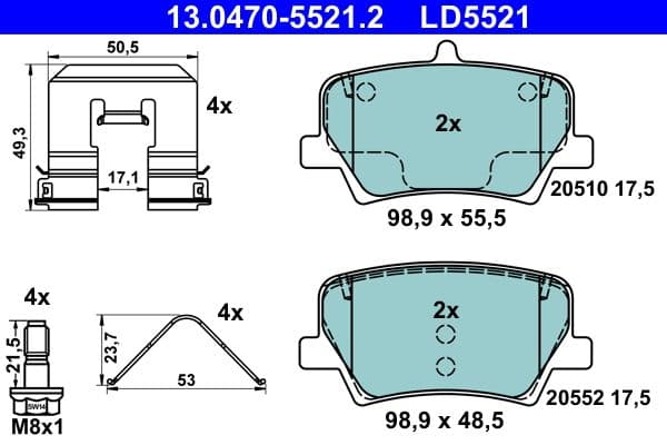 set placute frana,frana disc ATE Ceramic 13.0470-5521.2