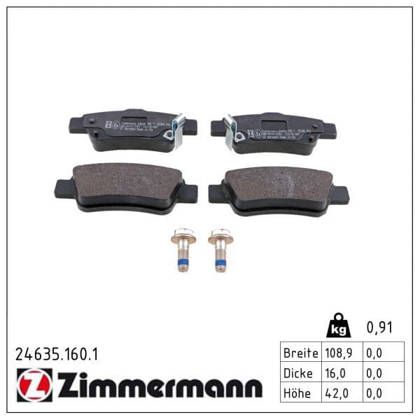 set placute frana,frana disc ZIMMERMANN 24635.160.1