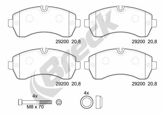set placute de frana,frana de parcare cu disc BRECK 29200 00 703 00
