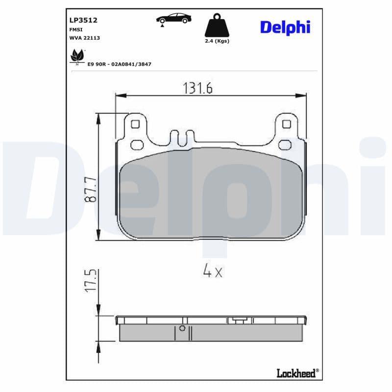 set placute frana,frana disc DELPHI LP3512