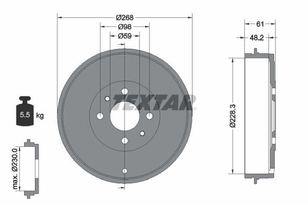 Tambur frana TEXTAR 94014000