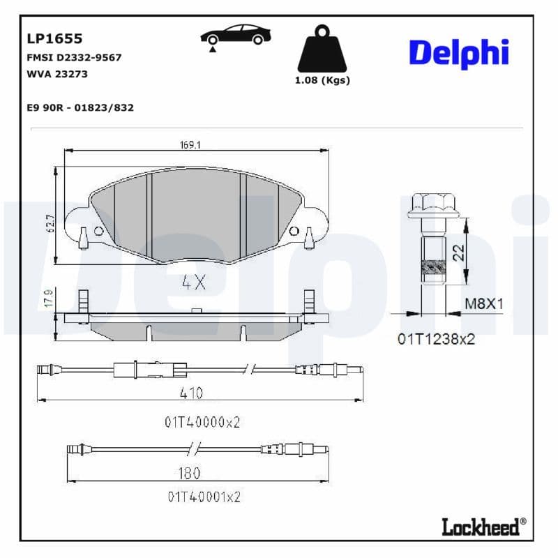 set placute frana,frana disc DELPHI LP1655
