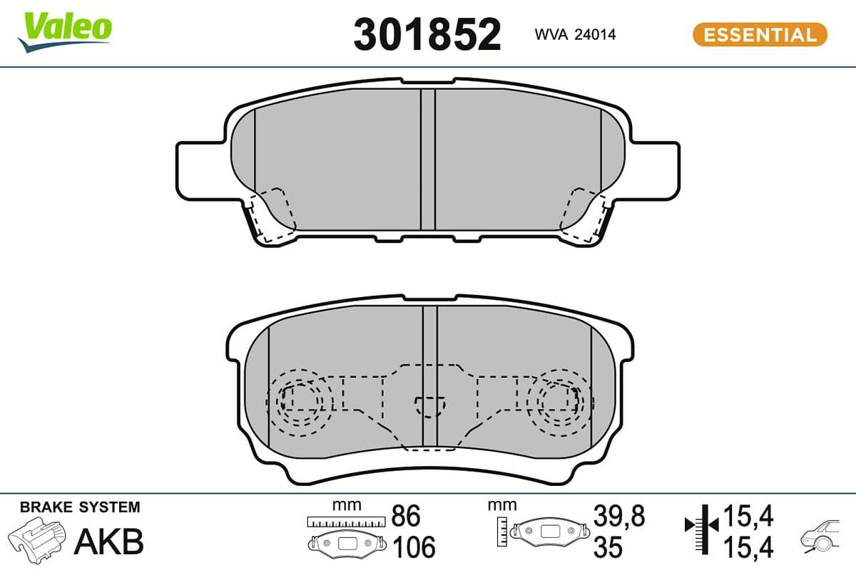 set placute frana,frana disc VALEO ESSENTIAL 301852
