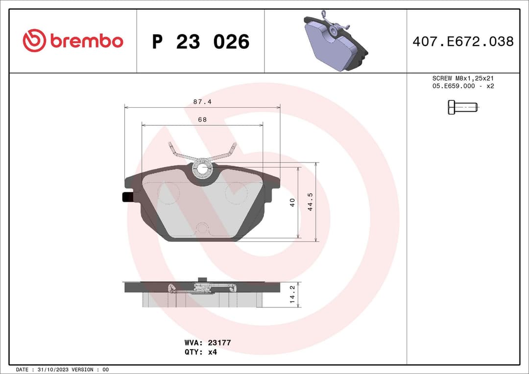 set placute frana,frana disc BREMBO P 23 026
