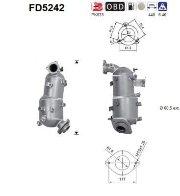 Filtru funingine/particule, sist.de esapament AS FD5242
