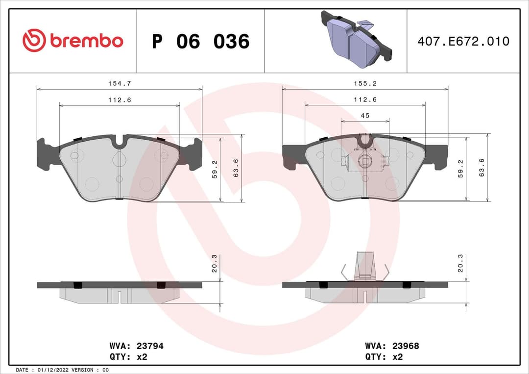 set placute frana,frana disc BREMBO PRIME LINE P 06 036