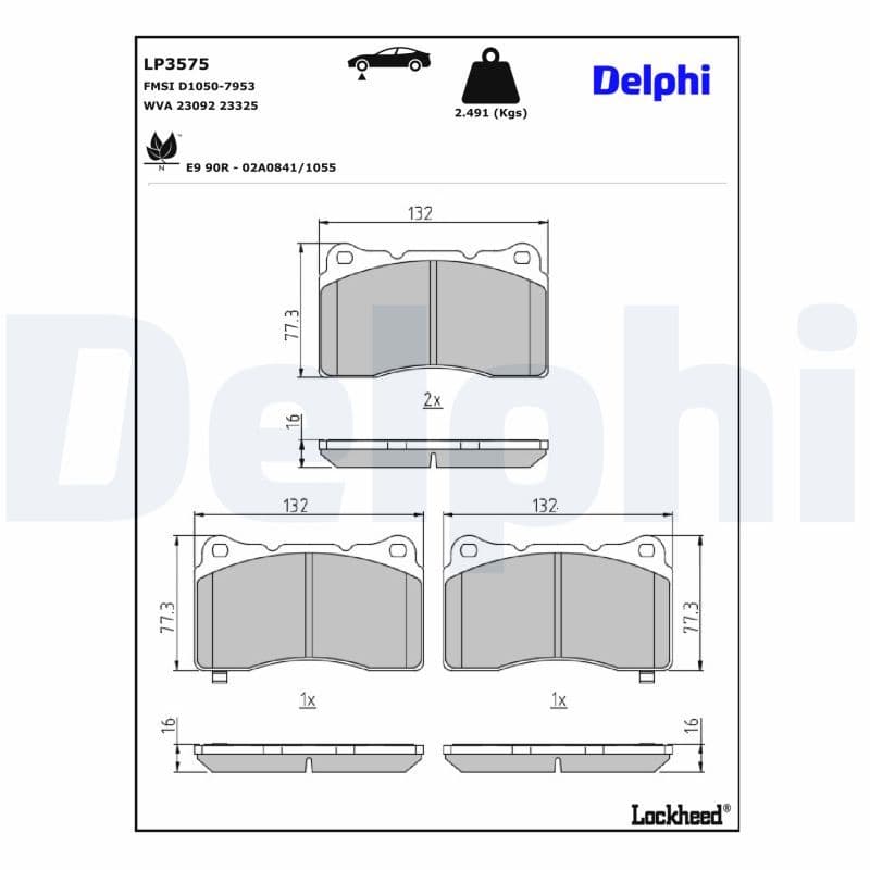 set placute frana,frana disc DELPHI LP3575