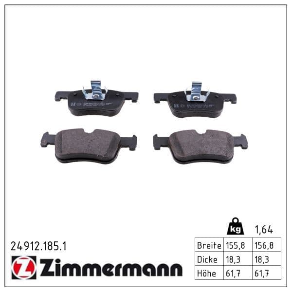 set placute frana,frana disc ZIMMERMANN 24912.185.1