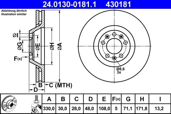 Disc frana ATE 24.0130-0181.1