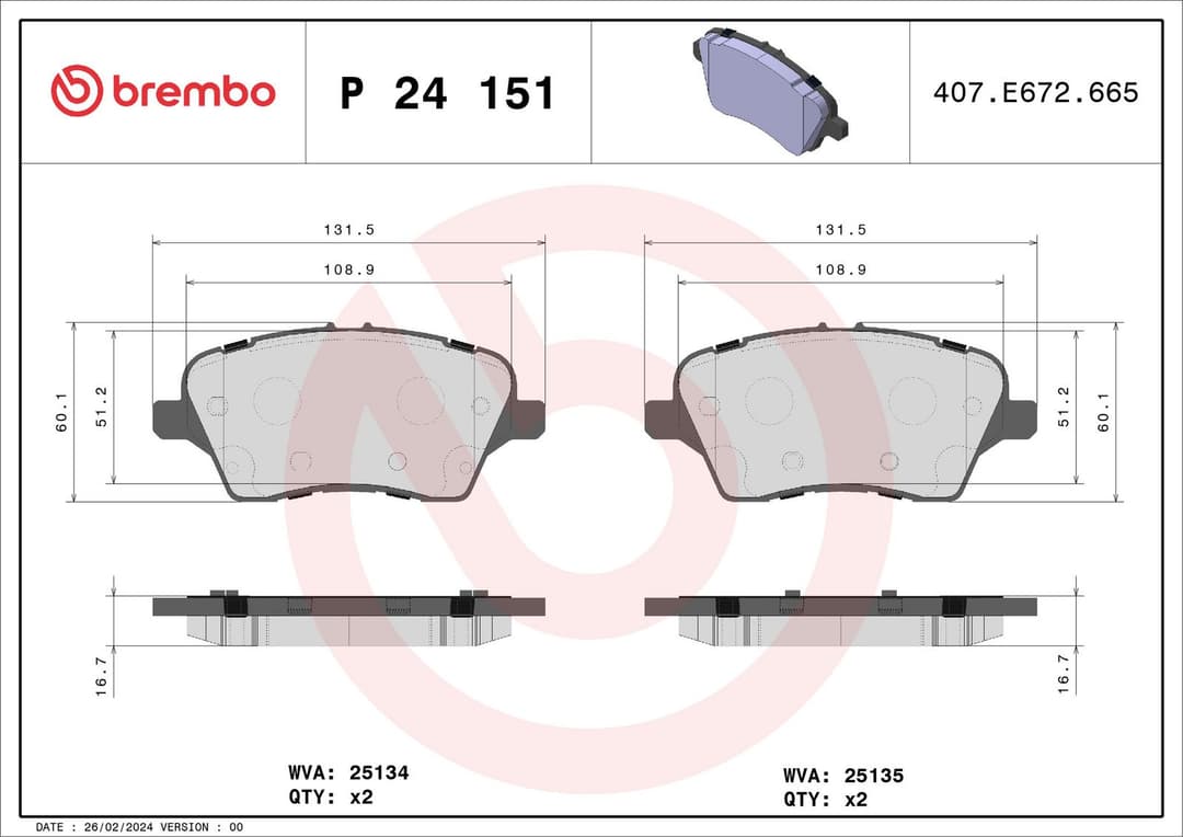 set placute frana,frana disc BREMBO PRIME LINE P 24 151