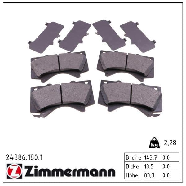 set placute frana,frana disc ZIMMERMANN 24386.180.1
