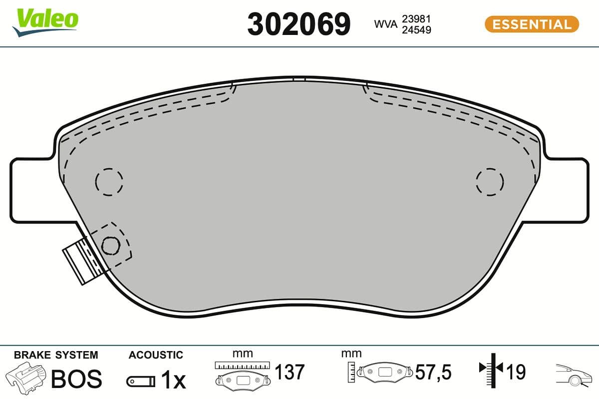 set placute frana,frana disc VALEO 302069