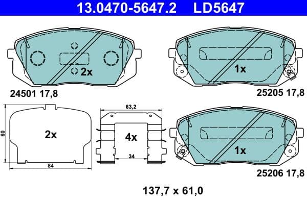 set placute frana,frana disc ATE Ceramic 13.0470-5647.2