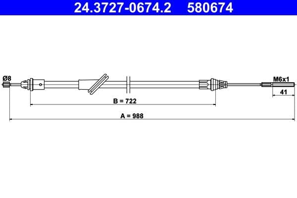 Cablu, frana de parcare ATE 24.3727-0674.2