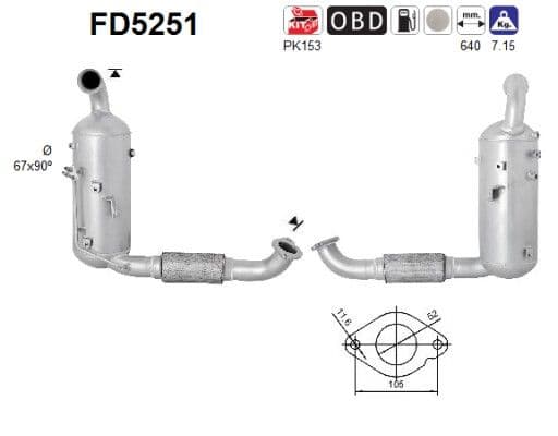 Filtru funingine/particule, sist.de esapament AS FD5251