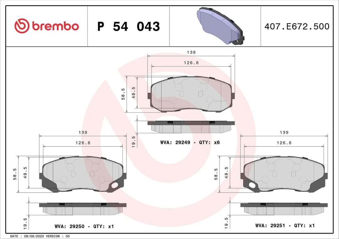 set placute frana,frana disc BREMBO PRIME LINE P 54 043