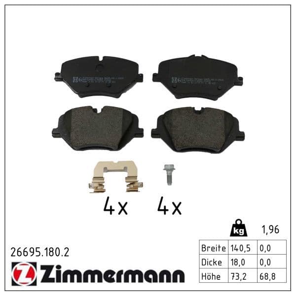 set placute frana,frana disc ZIMMERMANN 26695.180.2