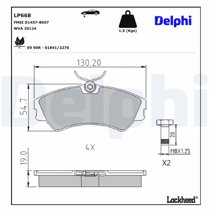 set placute frana,frana disc DELPHI LP668